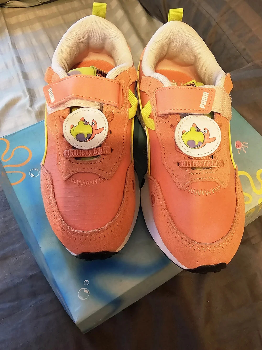 Puma Kids Coral Pink & White SpongeBob Rider Sneaker